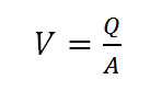 Mean velocity of the fluid calculation equation